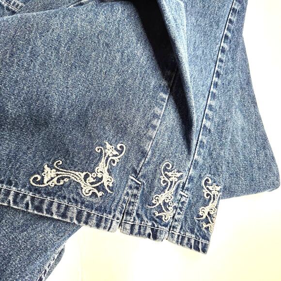 Jordache Vintage Jeans Metallic Embroidery Size 11 / 12 Boot Flare Hem Retro - Picture 14 of 16